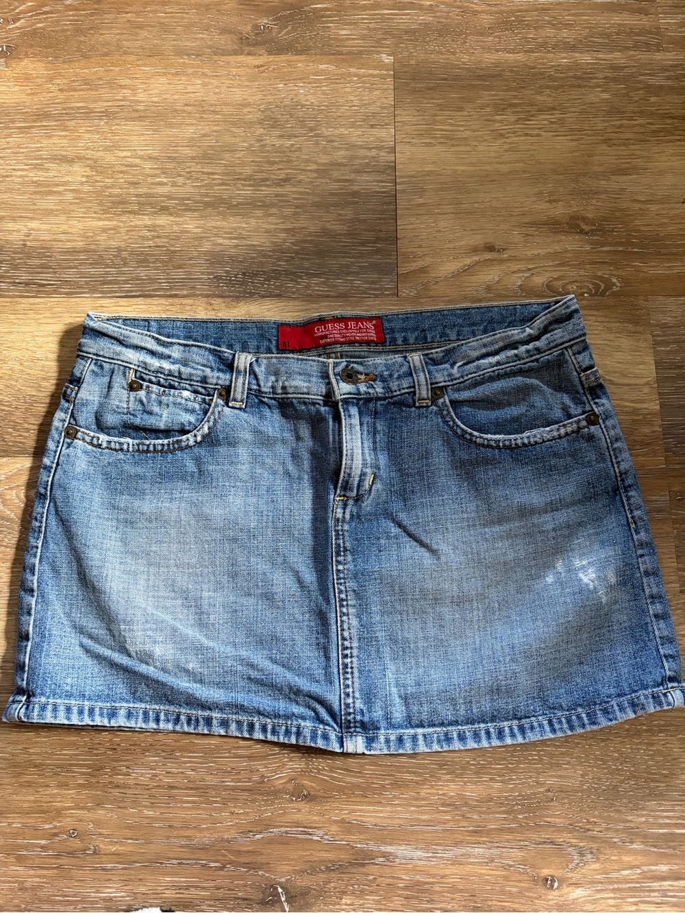 Vintage Guess Women's Light Blue Denim Mini Skirt